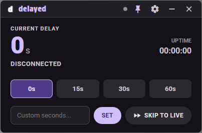 delayed mini player at 0 seconds delay