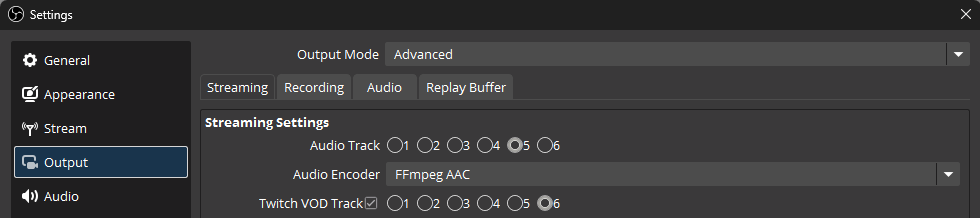 VOD Track toggle in the delayed destination edit form